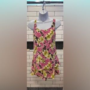 Floral skirt swimsuit set.